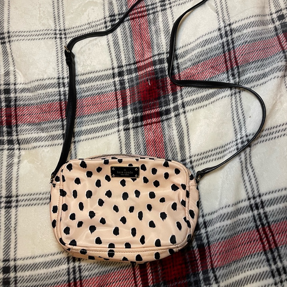 Kate Spade Pink & Black Polka Dot Crossbody Bag